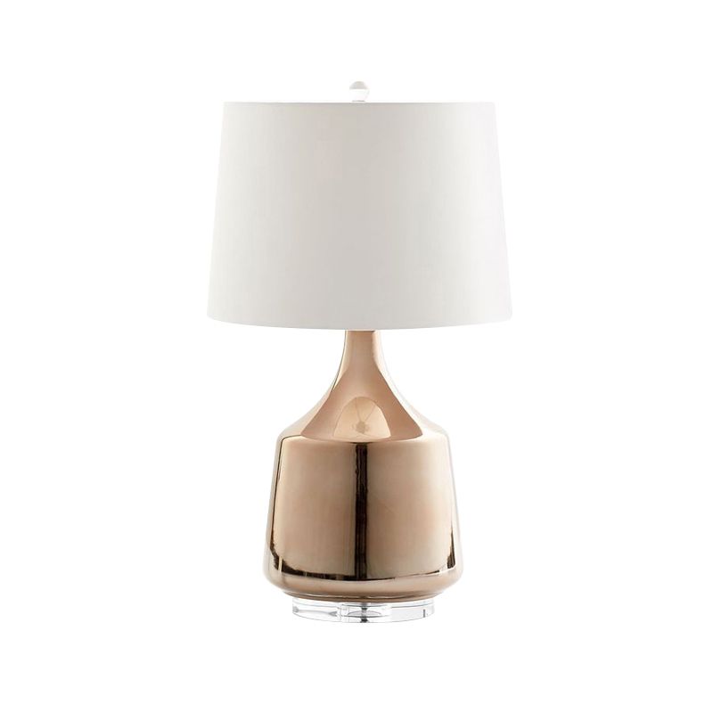 Modernisme Table d'urne Éclairage Céramique 1 lampe de bureau de chevet de tête en or rose avec de l'ombre en tissu blanc