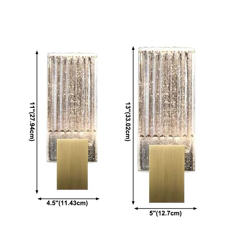 Modern Brass Wall Light Rectangle Wall Sconce with Crystal for Living Room