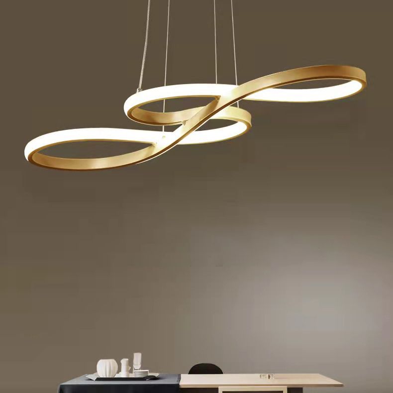 Modern Simplicity Spiral Chandelier Lamp Aluminum Hanging Pendant Lights for Restaurant