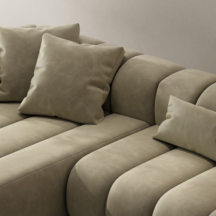 Scandinavian Green Sofa with Tuxedo Arm and Sewn Pillow Back