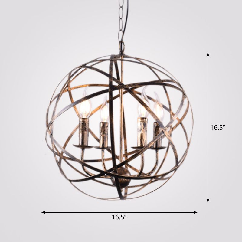 Metal Silver Pendant Lamp Candle-Style 4 Lights Classic Chandelier Light Fixture for Dining Room