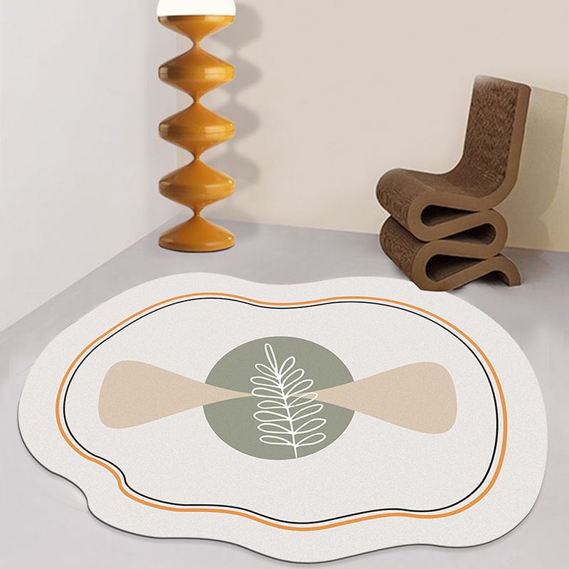 White Contrast Color Rug Polyester Modern Rug Stain Resistant Rug for Living Room