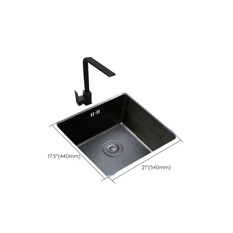 Black Stainless Steel Sink Single Bowl Undermount Sink with Basket Strainer