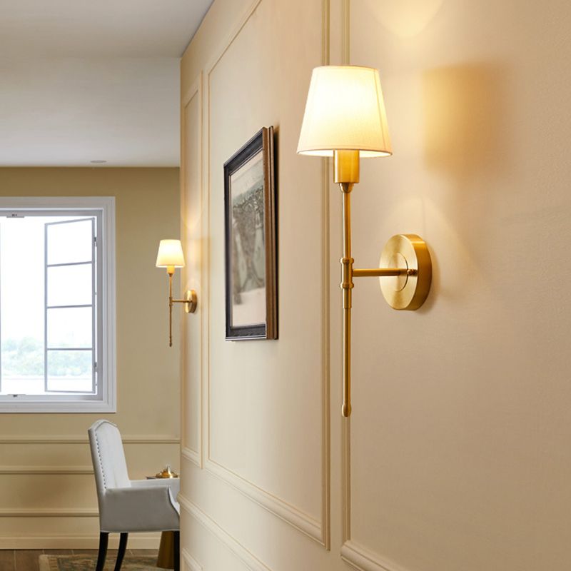 Geometric Wall Light Fixture Modern Fabric 1 Light Wall Sconce in Gold