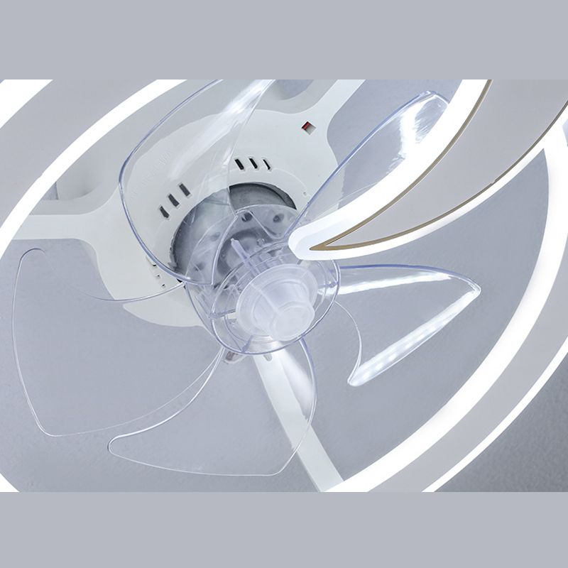 Minimalist Circular Ceiling Fan Lamp Acrylic Bedroom LED Semi Flush Light Fixture