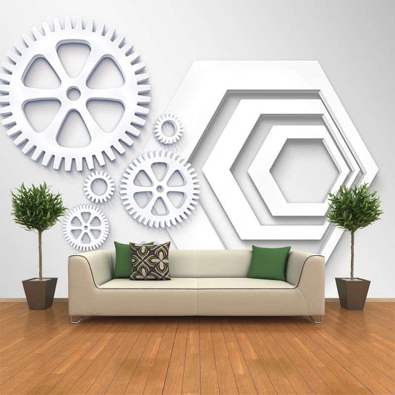Metal Gear Illustration Mural Wallpaper Environment Friendly Living Room Wall Mural