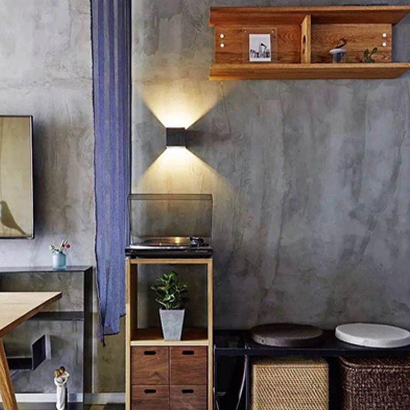 Lámpara de luz cuadrado Lámpara de pared moderna de 1 luz con sombra de cemento gris