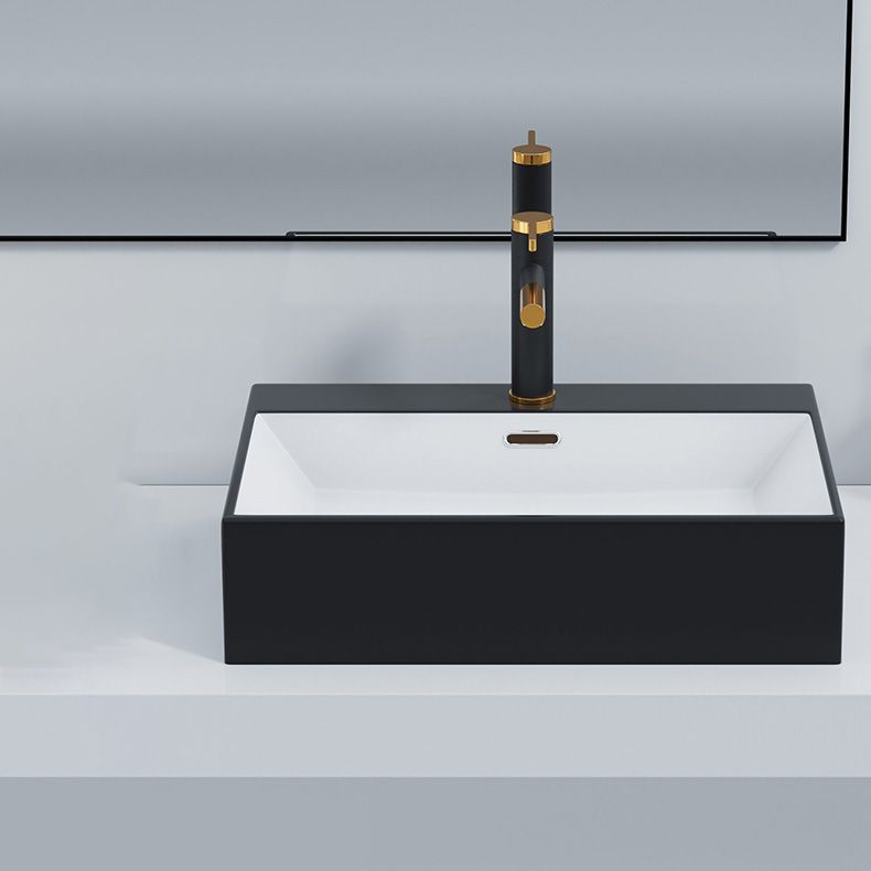 Rectangular Bathroom Sink Ceramic Modern Vessel Bathroom Sink with Faucet