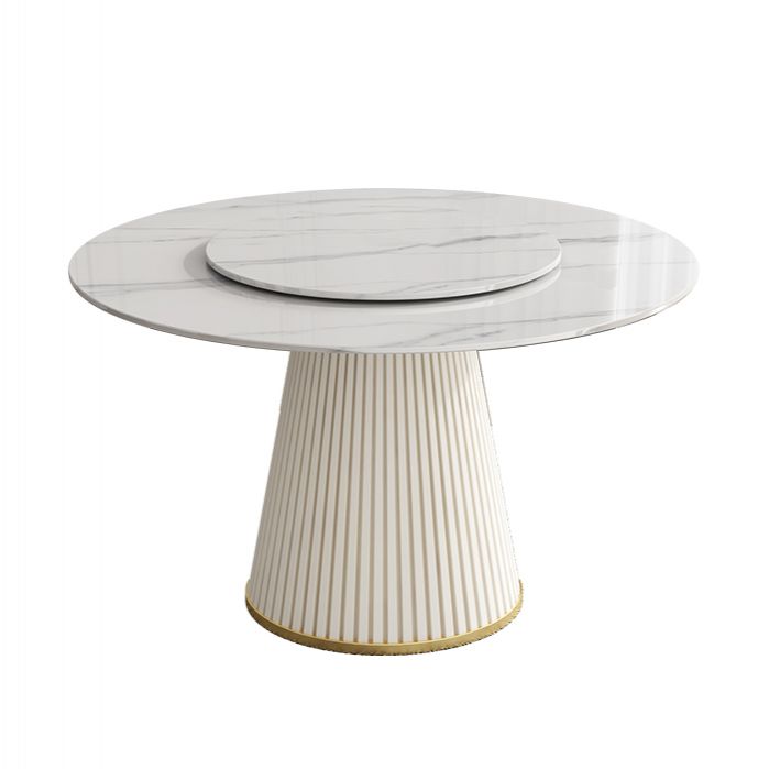 Modern Style Dining Table Round White Sintered Stone Dining Table for Home Use
