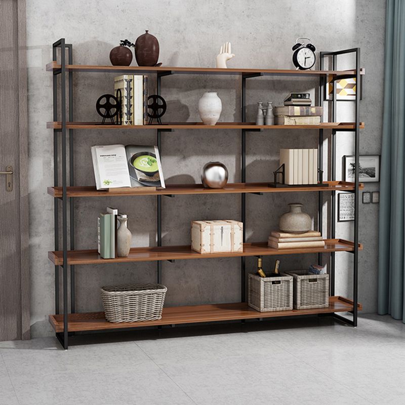 Industrial Antique Finish Bookcase Metal Etagere Bookshelf with Rectangular Shelves