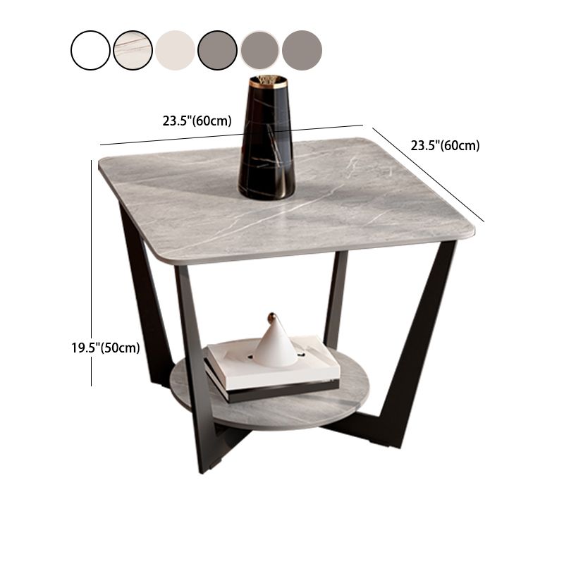 Cross Legs Slate End Table Modern Square End Table with Storage