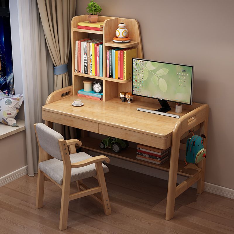 23.62" Width Kids Desks with with Bookshelf Solid Wood Child Desks Writing Desk
