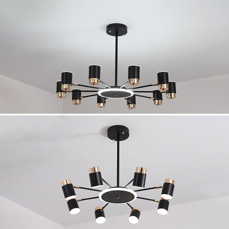 Metal Starburst Chandelier Pendant Light Minimalist Style LED Hanging Light Fixture in Black