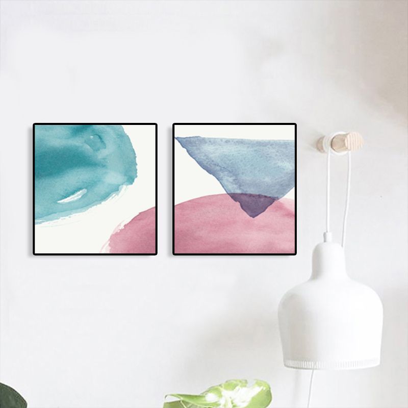 Modern Abstract Geometric Wall Art Soft Color Multi-Piece Canvas Print for Living Room