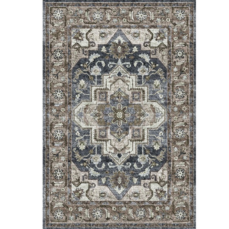 Mid-Century Medallion Print Area Carpet Polyester Carpet Non-Slip Backing Area Rug for Living Room
