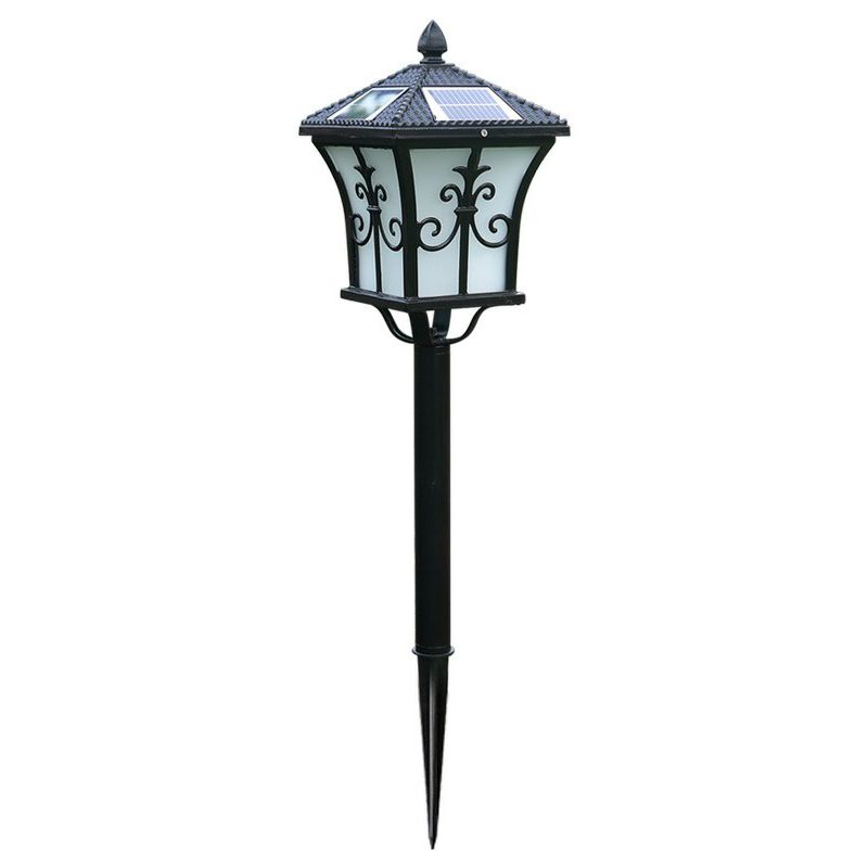 Pagoda Outdoor Solar Stake Lamp Retro White Glass LED Landscape Lighting for Decoration