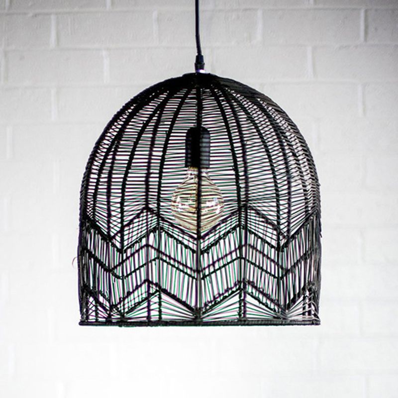 1-Light Bamboo Suspended Lighting Fixture Pendant Light Kit for Tea Room