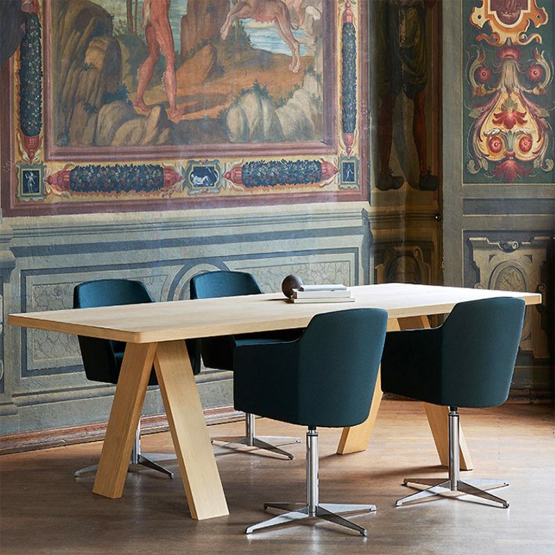 Table à manger rectangulaire industrielle table en bois massif en bois avec 4 jambes