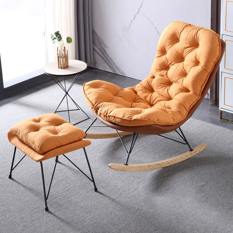 Style Single Rocker Chair Modern Iron Base Lazy Chair for Balcony and Bedroom