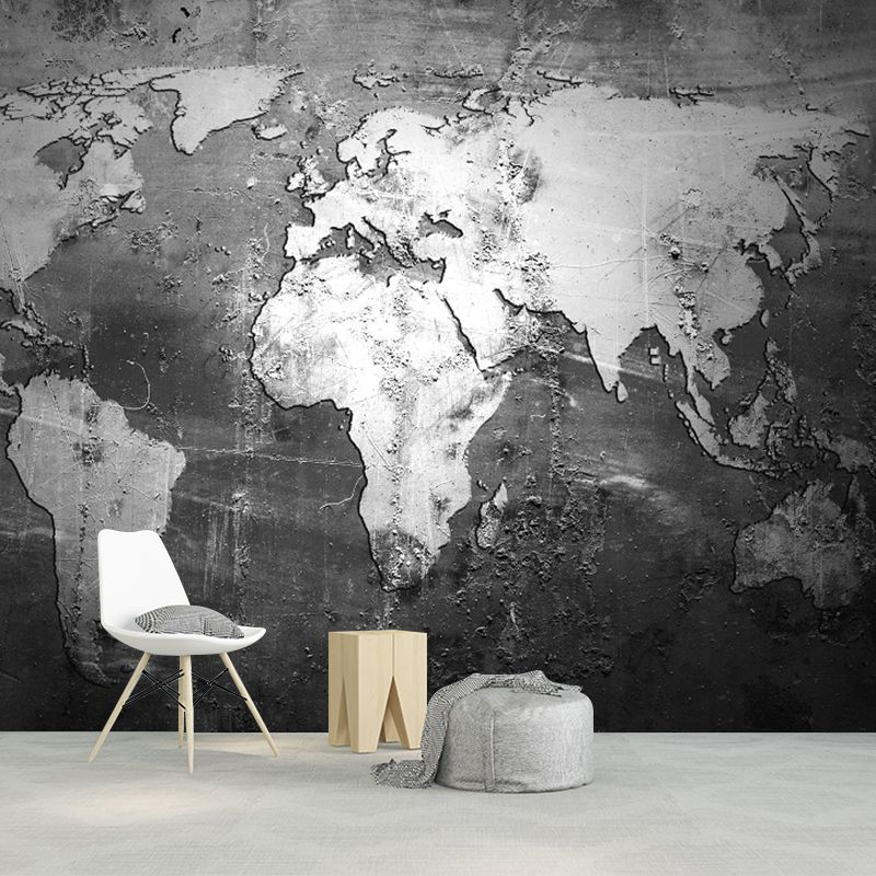 Photography Continental Map Wall Murals Full Size Wall Covering for Bedroom, Custom Print