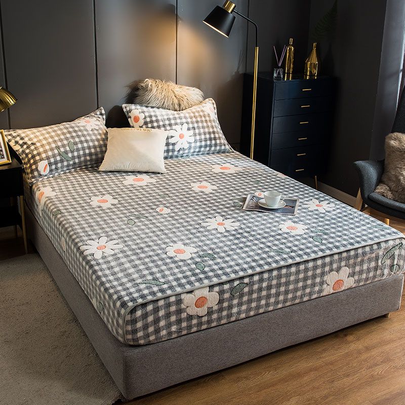 Soft Sheet Set Painting Breathable Flannel Fade Resistant Fitted Sheet