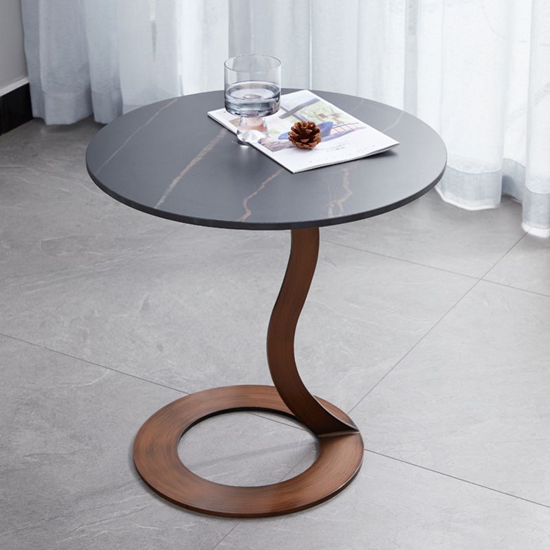 Metal Black Round Modern Block Side Table White Pedestal End Table