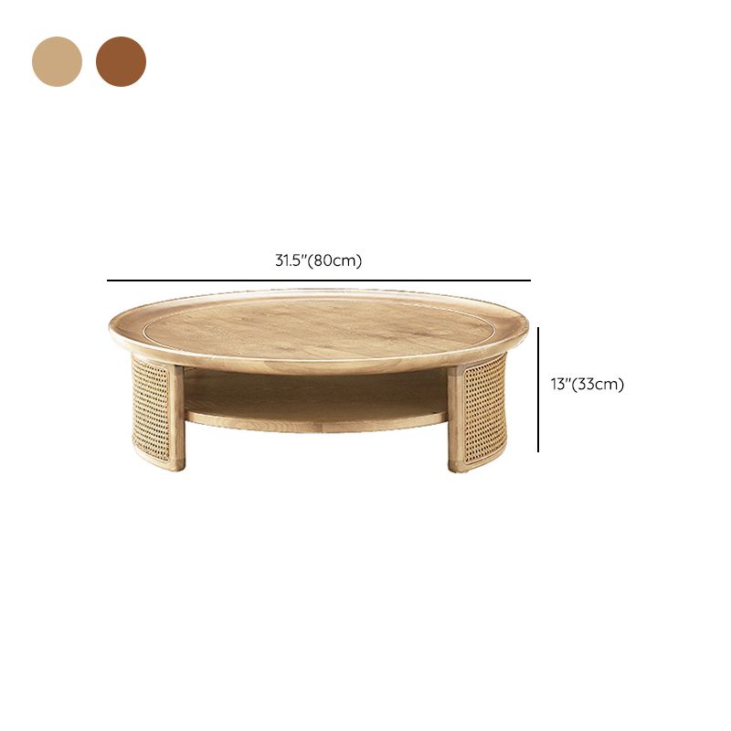 12"H Contemporary Cocktail Table Storage Brown Round Coffee Table