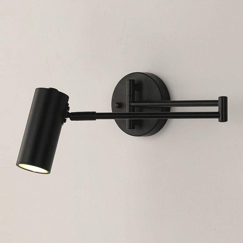 Nordic Metal Wall Light Cylinder 5.5" High Swing Arm Wall Sconce for Bedroom