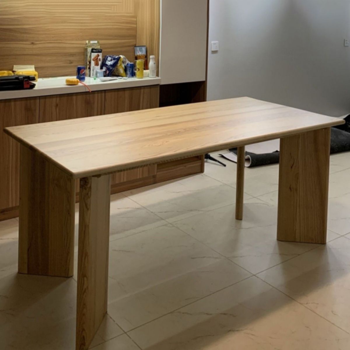 Rectangle Dining Site Table Pine Solid Wood Furniture with 4 Legs