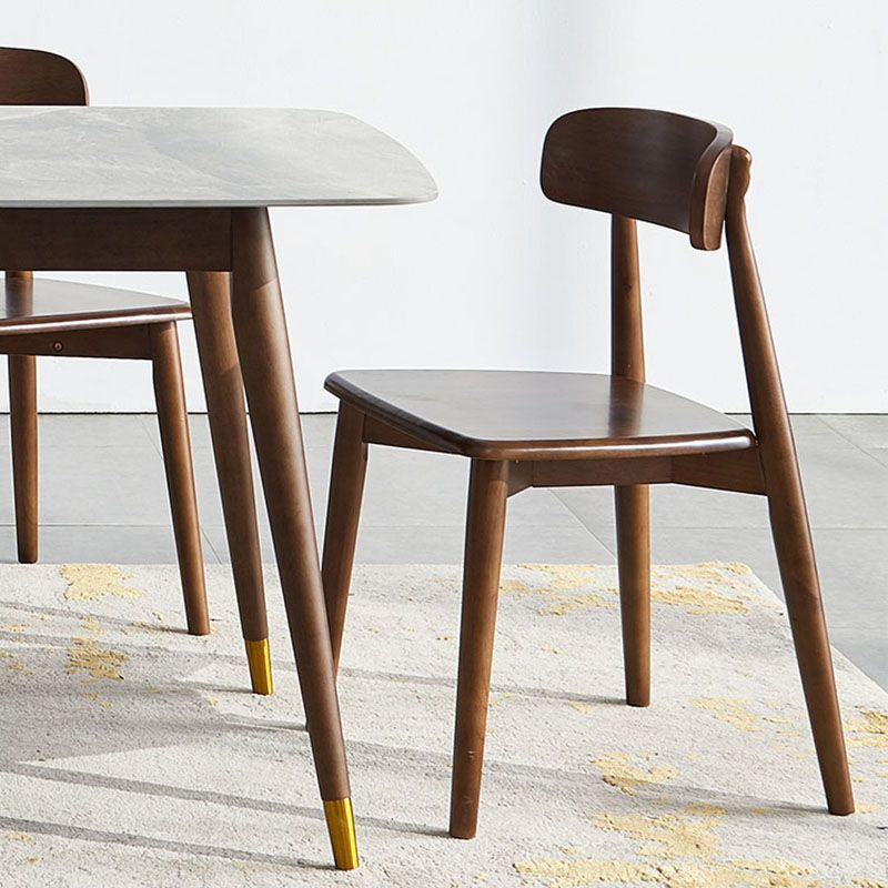 Armless Wooden Legs Dining Chairs Minimalist Design Open Back Dining Side Chair