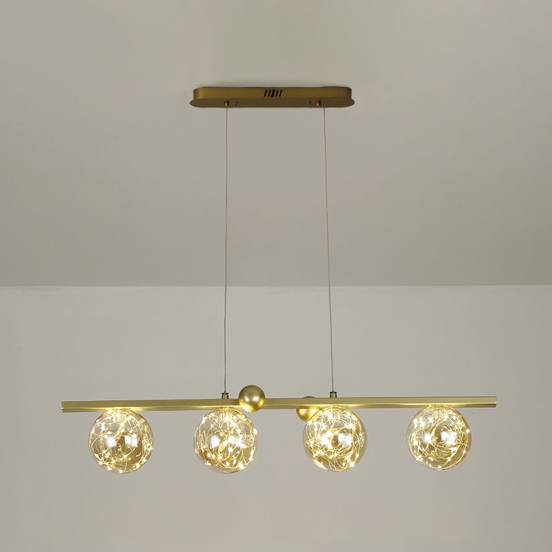 Sphere Island Lighttures Modern Glass Island Chandelier en Gold Finish