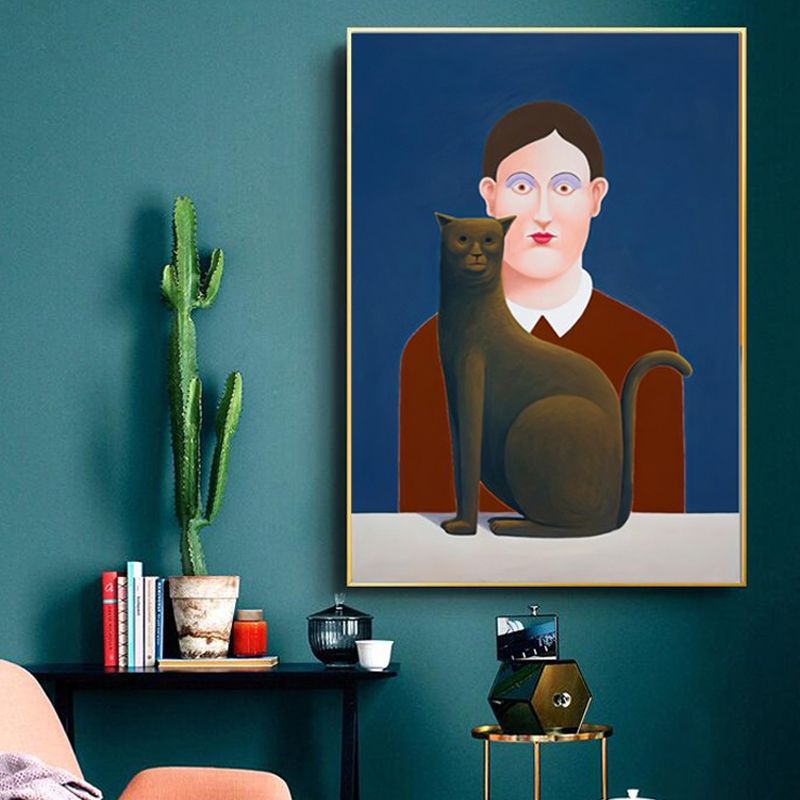 Figure Painting Canvas Art Textured Surface Modernist Living Room Wall Decor in Soft Color