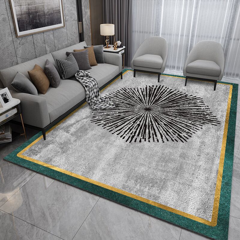 Atrovirens Washable Carpet Leisure Contrast Panel Area Rug Polyester Area Carpet for Living Room