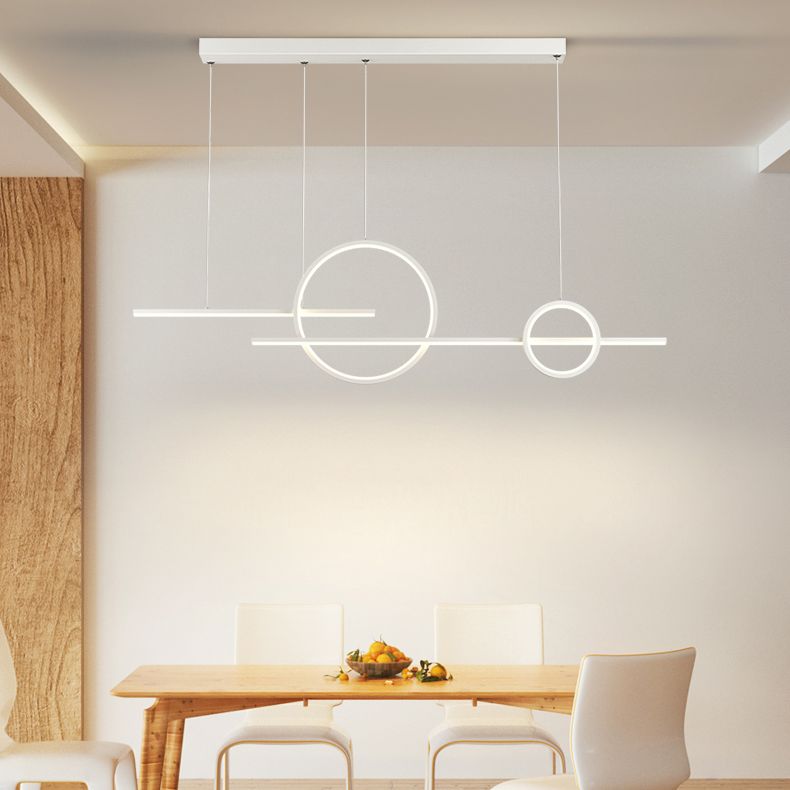 LED Island Lamp Modern Simple Island Hanging Lamp with Silica Gel Shade for Dining Room