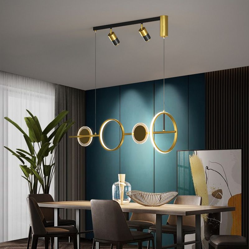 4/6-Light Modernism Golden Kitchen Island Lighting LED Ceiling Light for Foyer