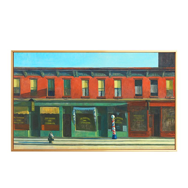 Store Front View Wall Art Living Room City Street Painting in Bright Color for Decor