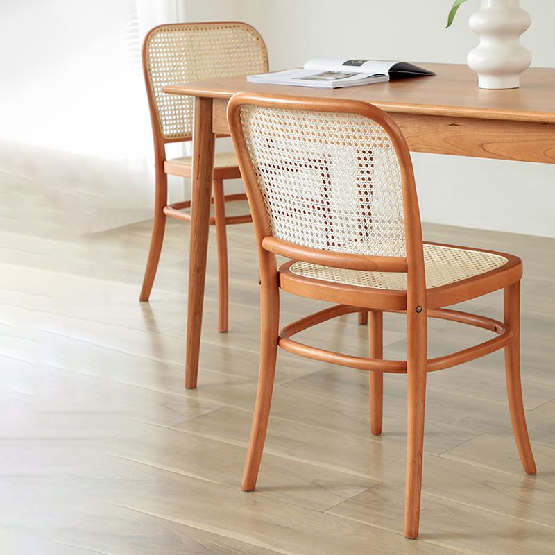 Silla de comedor de estilo tradicional, silla lateral sin brazos de cocina con patas de madera