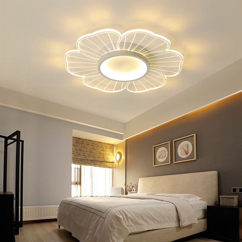 Flower Shape Flush Mount Modern Style Acrylic 1 Lights Led Flush Mount in White
