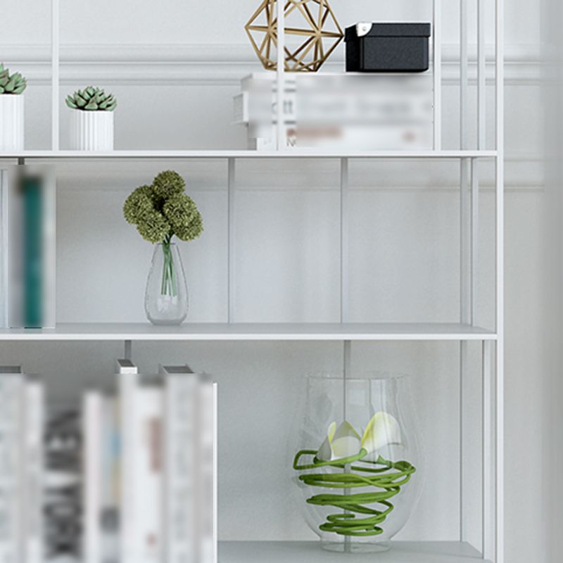 Industrial Style Open Bookcase with Metal Rectangular Shelves