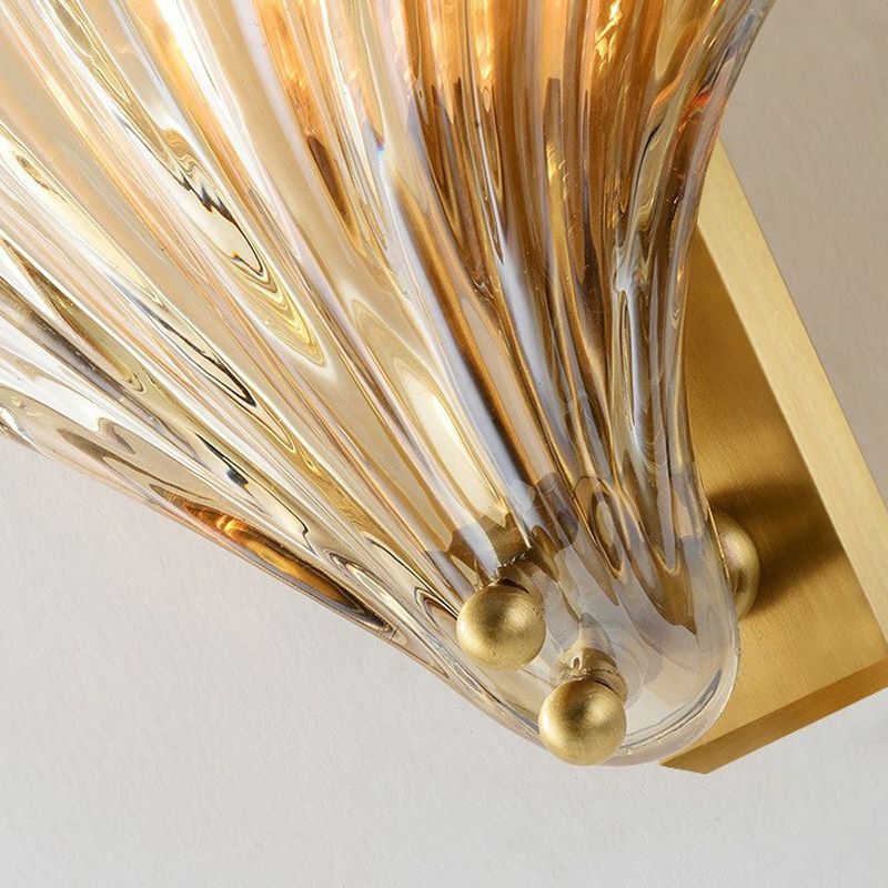 Glass Shell Shape Wall Light Modern Style 1 Light Wall Light Sconce in Gold