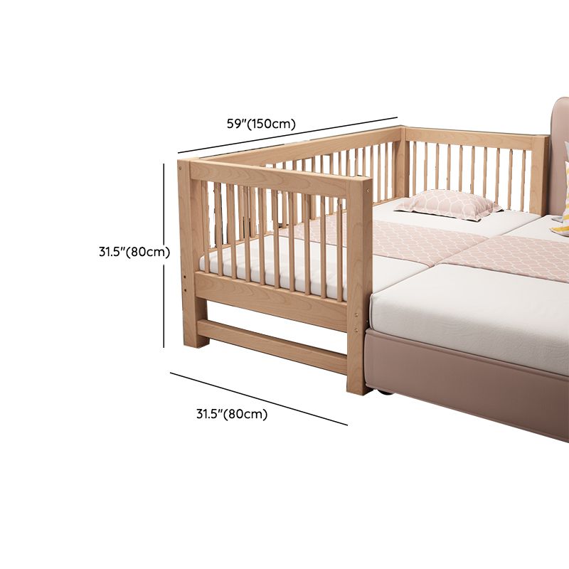 Solid Wood Nursery Bed Modern Beech Baby Crib with Guardrails