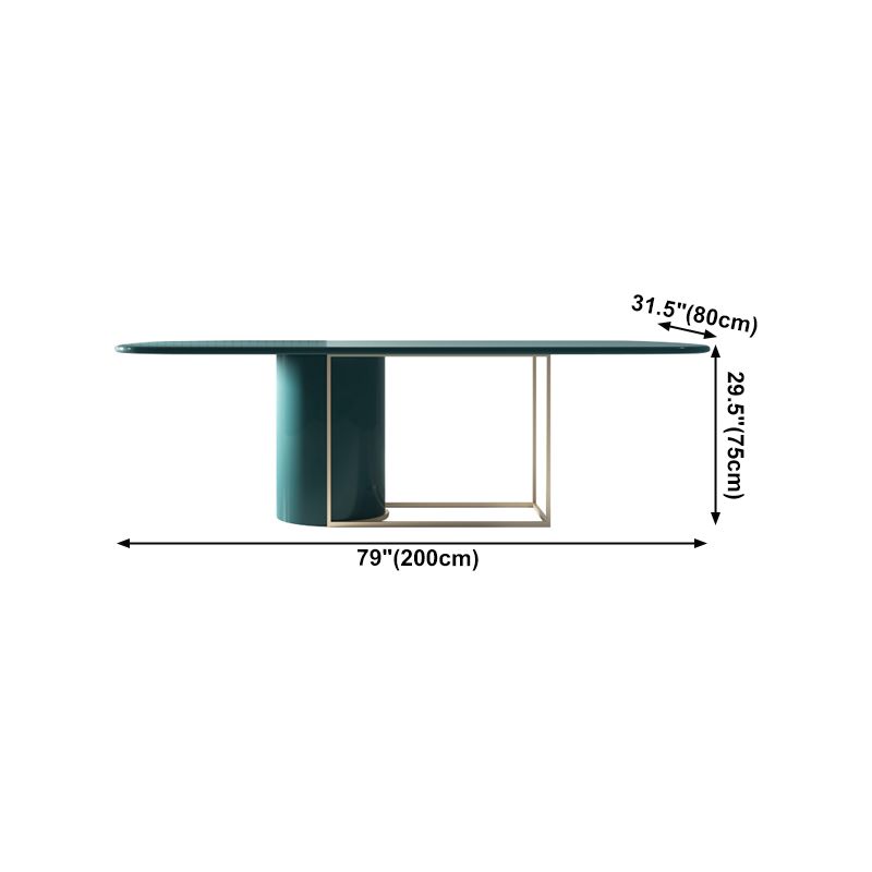 Modern Pine Wood Table in Green for Restaurant Rectangle Dining Table with Trestle Base