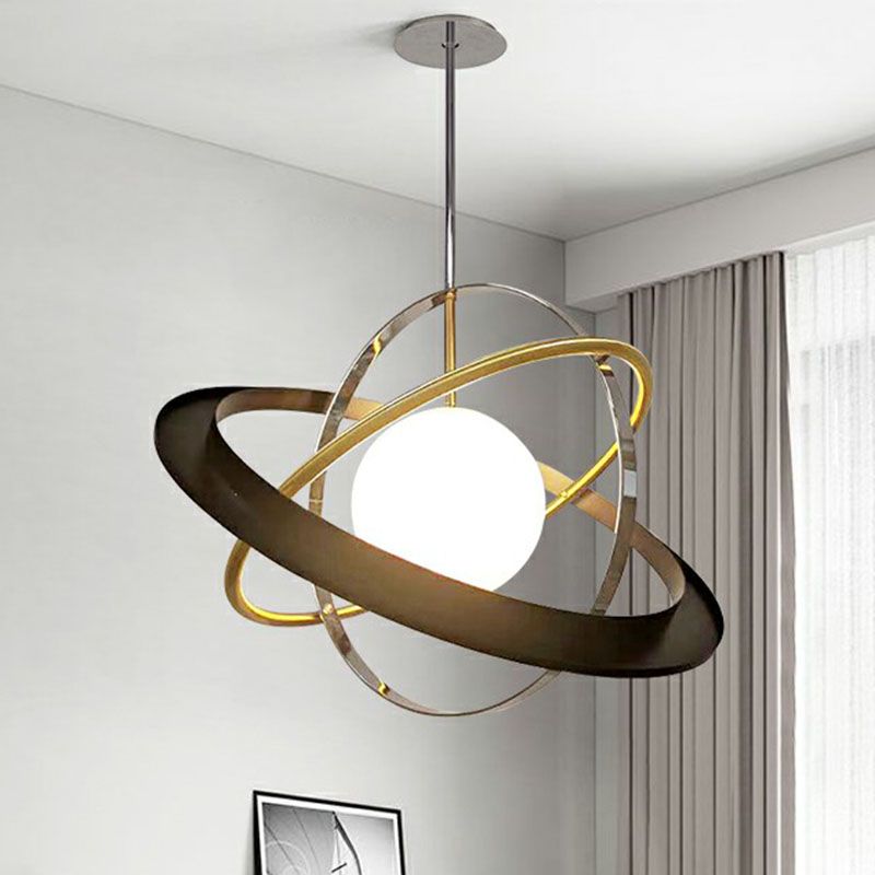 Postmoderne planeet hangende lamp Witte kogelglas 1 bol eetkamer plafondlicht