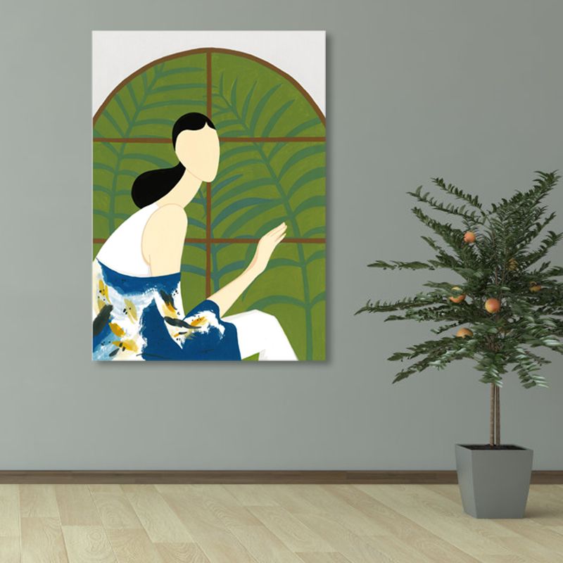 Toile murale à motif de fille pour intérieur de maison, couleur douce, plusieurs tailles disponibles