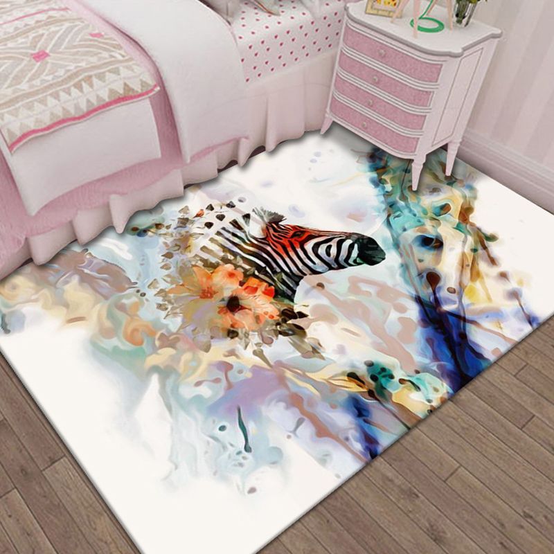 Nordic Bedroom Rug Multi Colored Animal Print Indoor Rug Polypropylene Non-Slip Pet Friendly Carpet