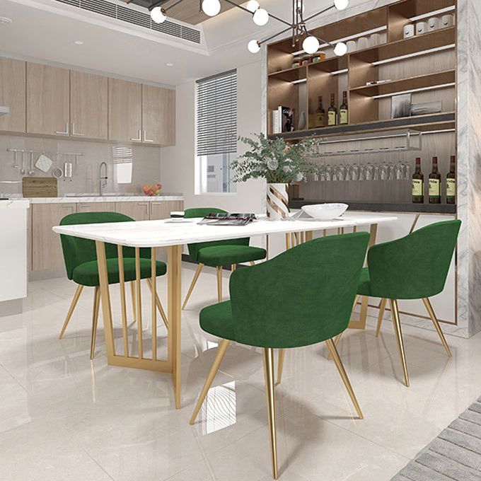 Glam Style 1/4/5 Pieces Dining Set White-gold Table Kitchen Set for Living Room