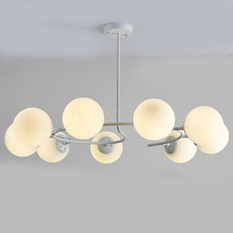 Sphere Chandelier Lighting Fixtures Modern White Glass Suspension Light for Bedroom