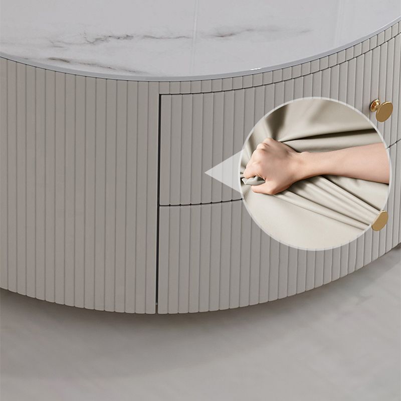 Frame Coffee Cocktail Table with Storage Drawers Round Slate Top