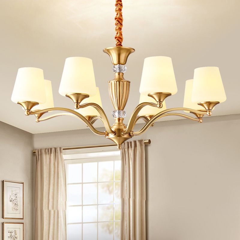 Bell Chandelier Lighting Fixtures Traditional Multi-Head Suspension Light with Clear Crystal