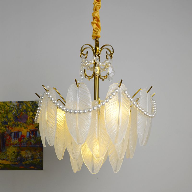 Gold Metal Chandelier Light Fixtures American Style Multi-Head Suspension Lamps for Living Room